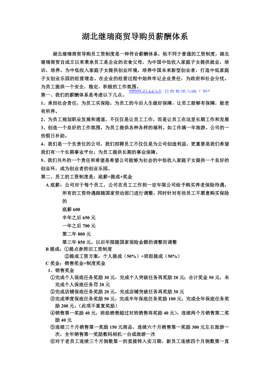 湖北继瑞商贸导购员薪酬体系_第1页