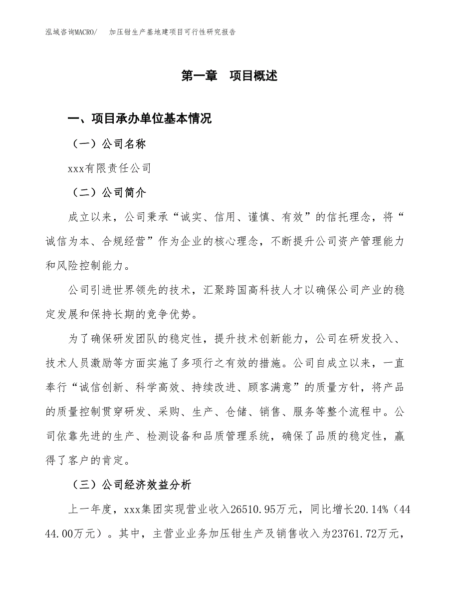 （模板）加压钳生产基地建项目可行性研究报告_第4页