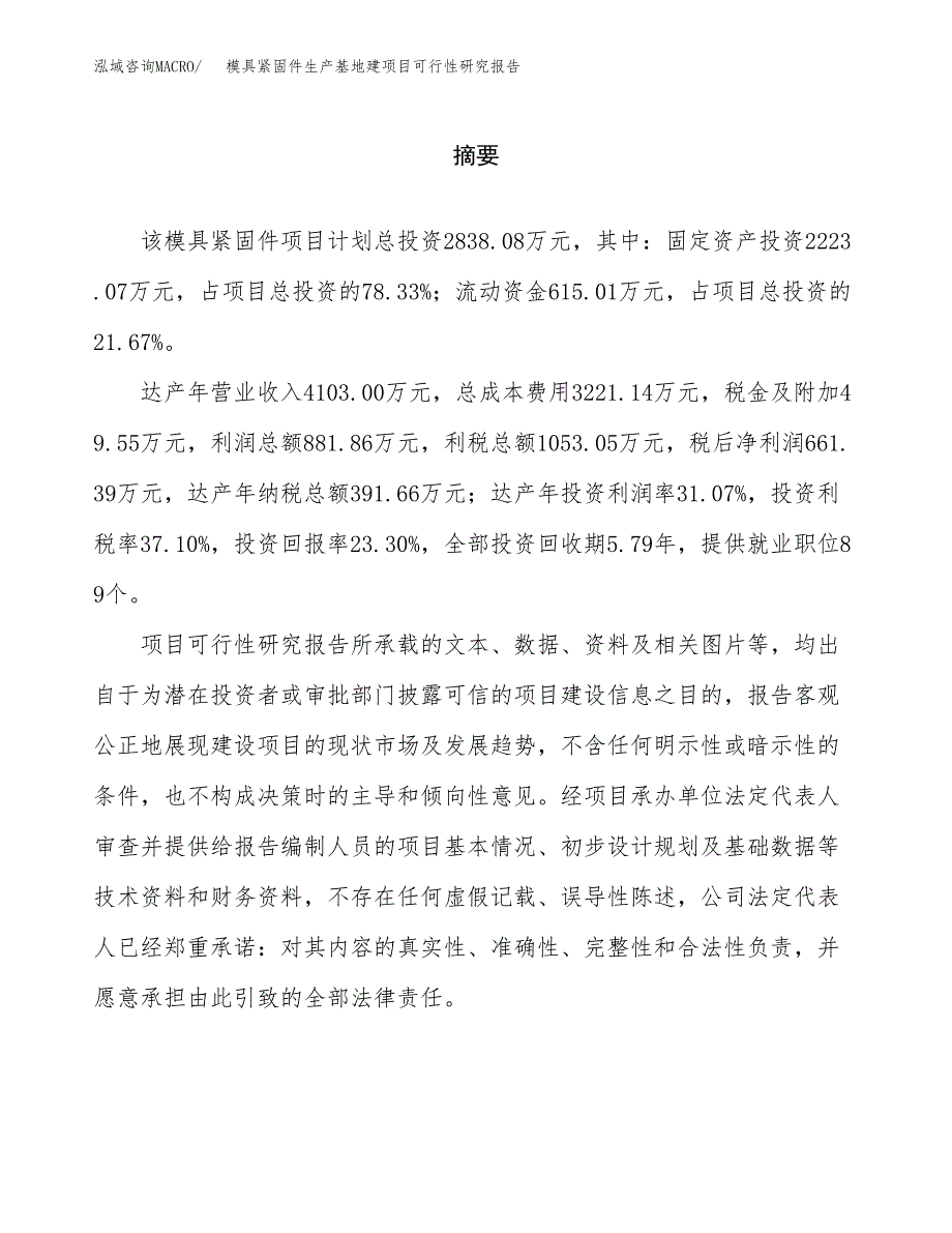 （模板）模具紧固件生产基地建项目可行性研究报告_第2页