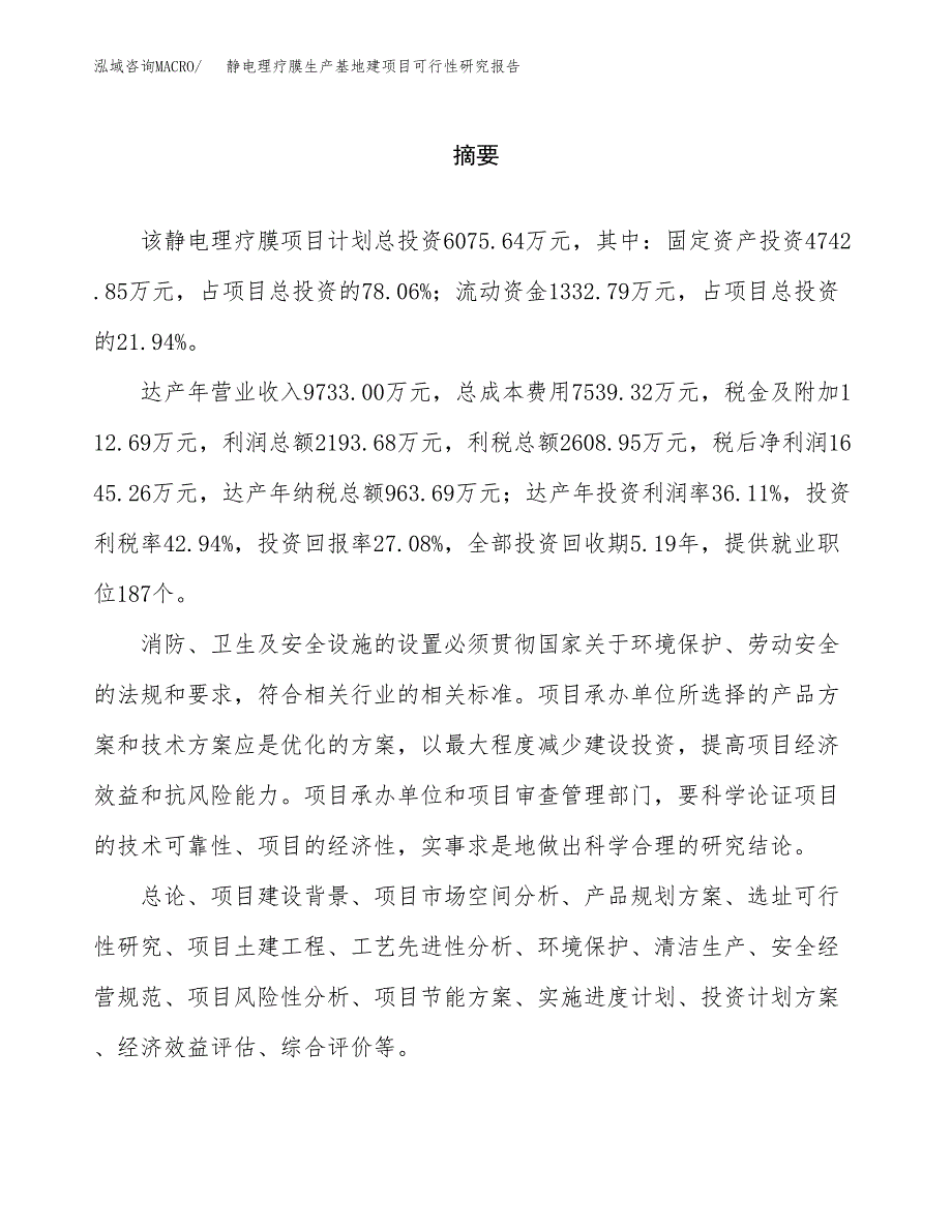 （模板）静电理疗膜生产基地建项目可行性研究报告_第2页