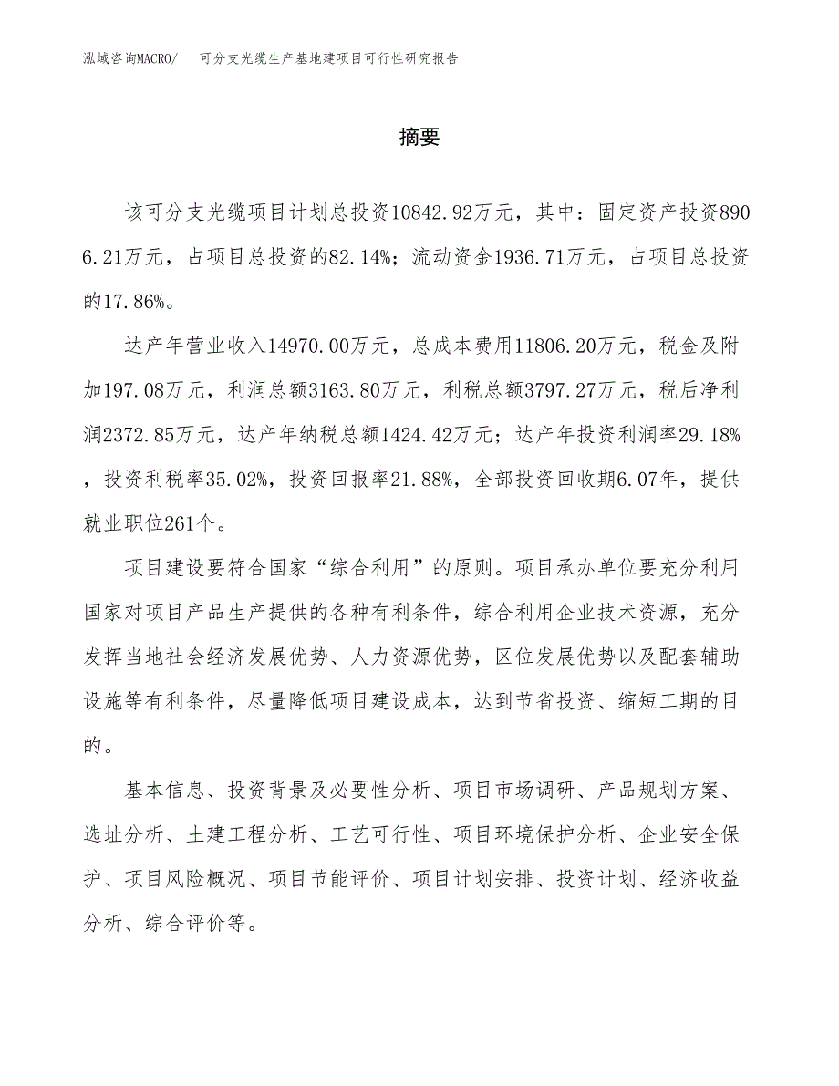 （模板）可分支光缆生产基地建项目可行性研究报告_第2页