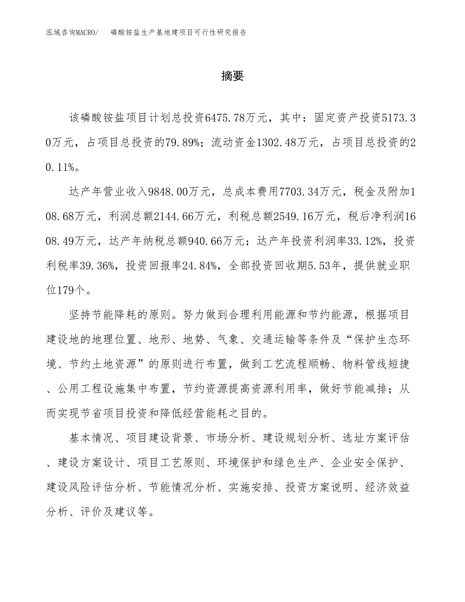 （模板）磷酸铵盐生产基地建项目可行性研究报告_第2页