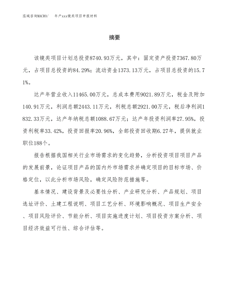 年产xxx镜类项目申报材料_第2页