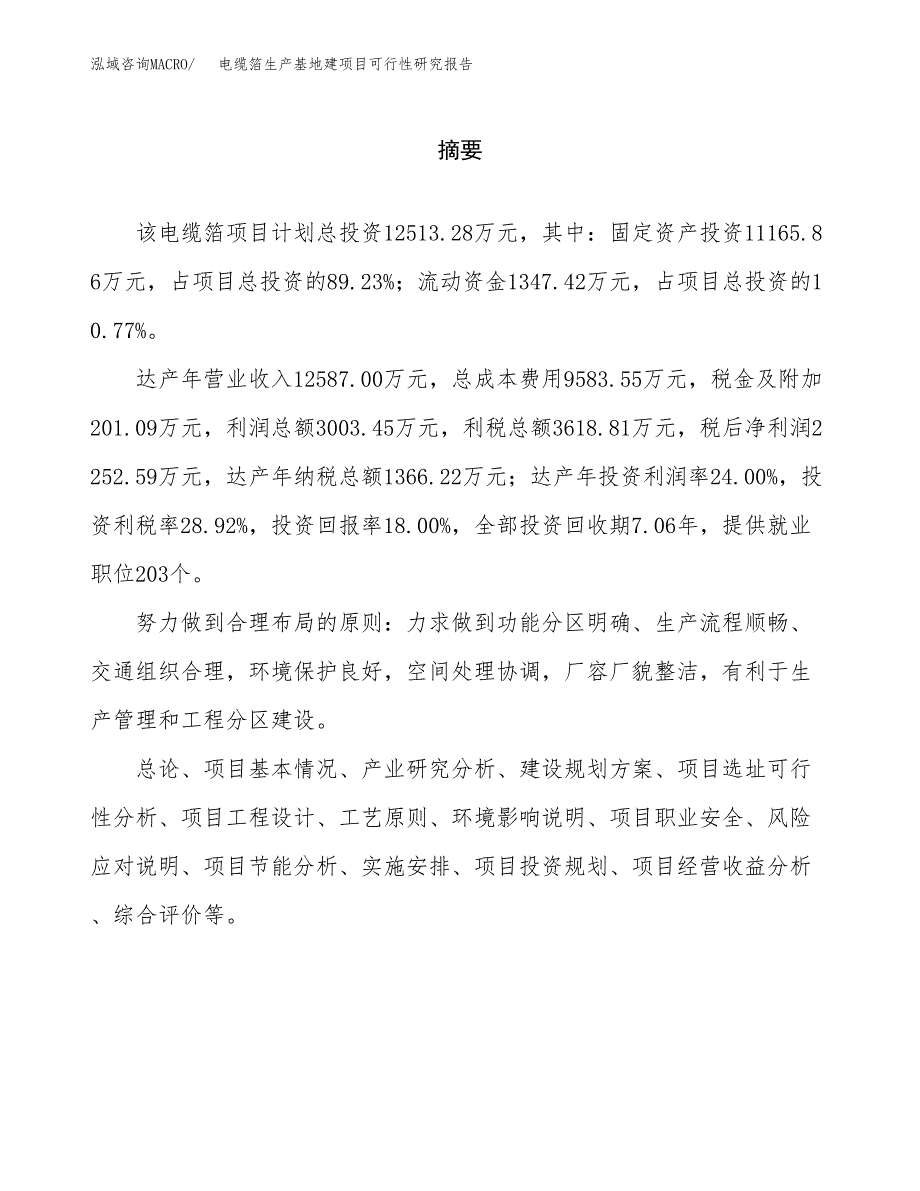 （模板）电缆箔生产基地建项目可行性研究报告_第2页