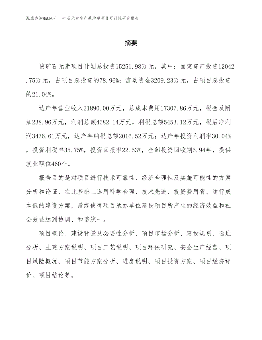 （模板）矿石元素生产基地建项目可行性研究报告_第2页