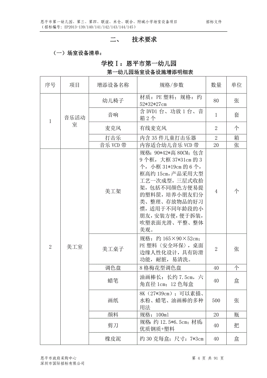 恩平市第一幼儿园、第三、第四、联谊、米仓、联合、附城小学场室设备项目 招标文件_第4页