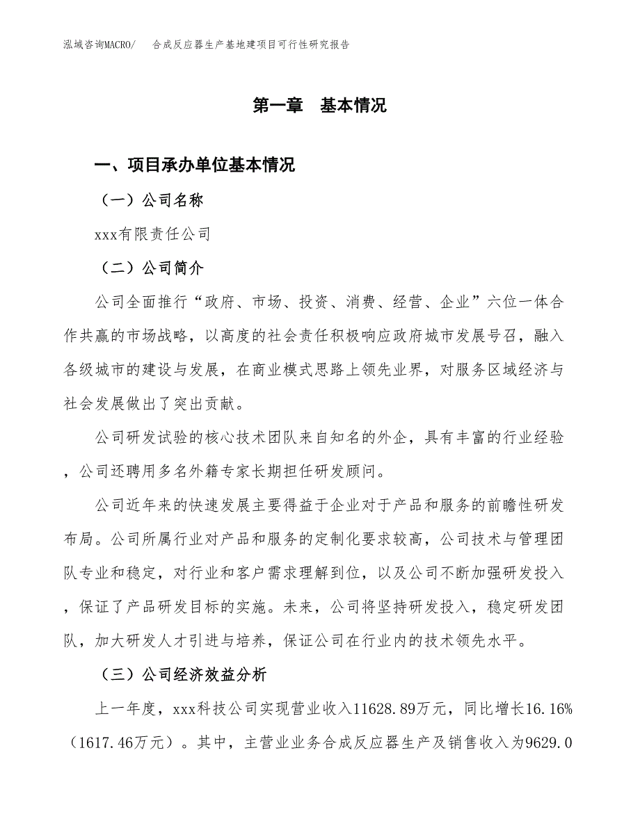 （模板）合成反应器生产基地建项目可行性研究报告_第4页