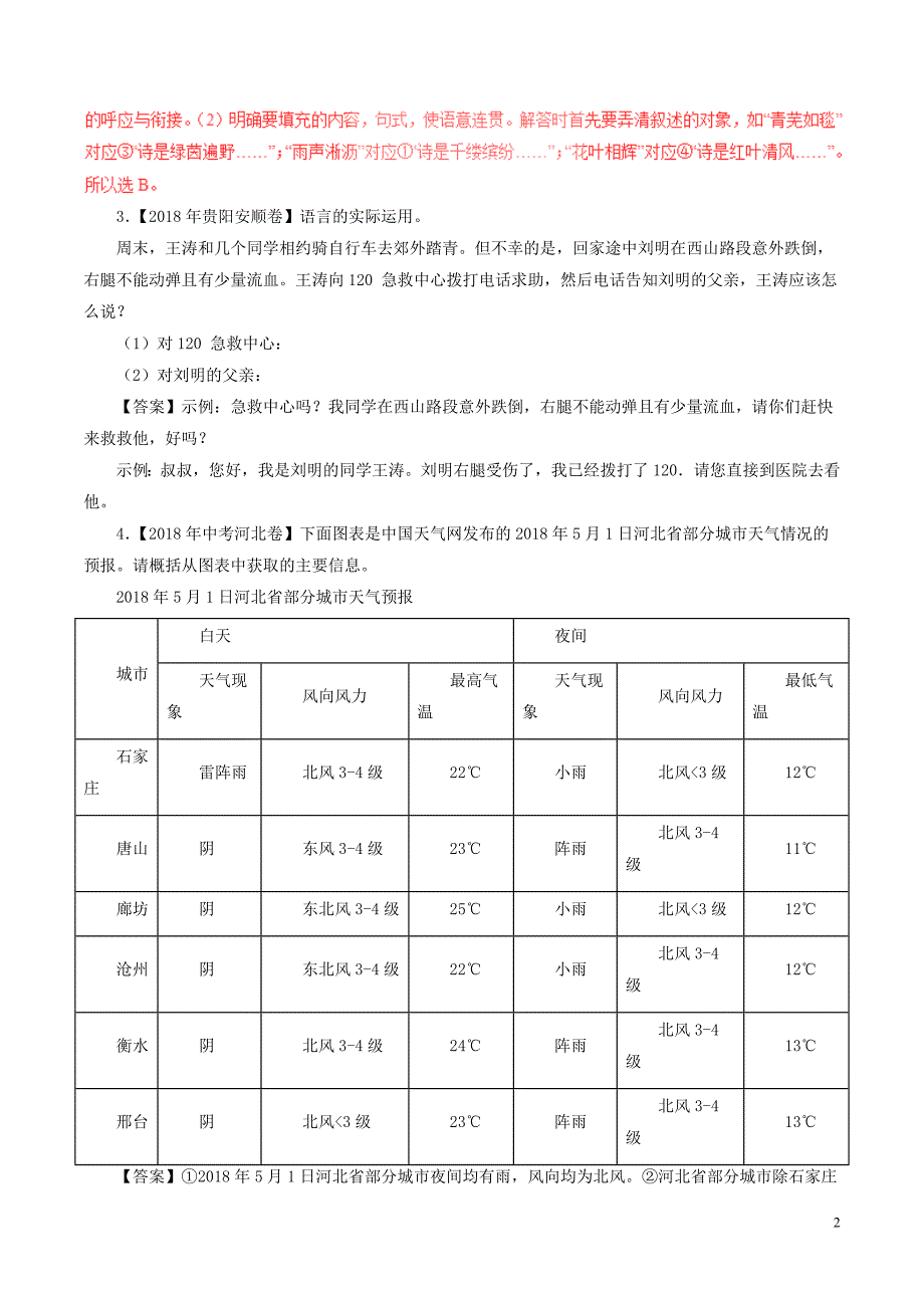 2018年中考语文试题分项版解析汇编（第02期）专题05 表达简明连贯得体（含解析）.doc_第2页