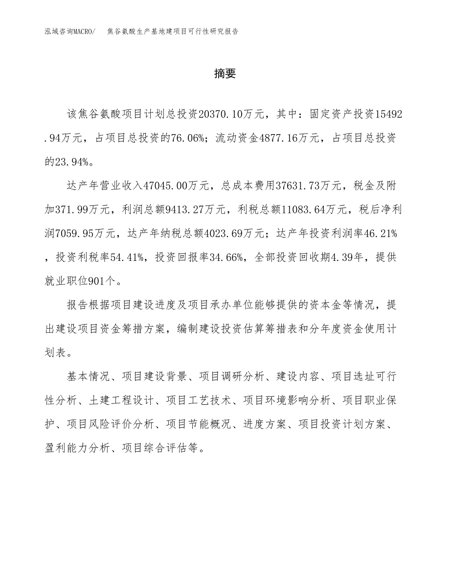 （模板）焦谷氨酸生产基地建项目可行性研究报告_第2页