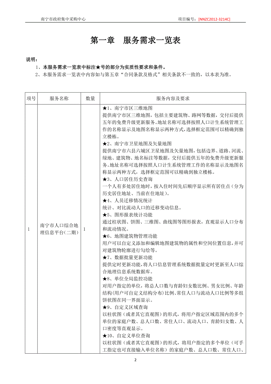 南宁市人口综合地理信息平台二期系统采购竞争性谈判采购文件_第3页