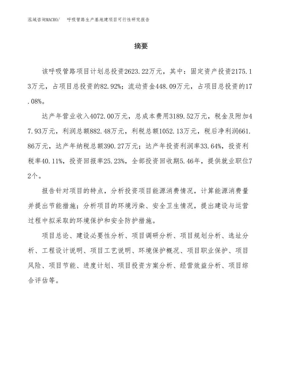 （模板）呼吸管路生产基地建项目可行性研究报告_第2页