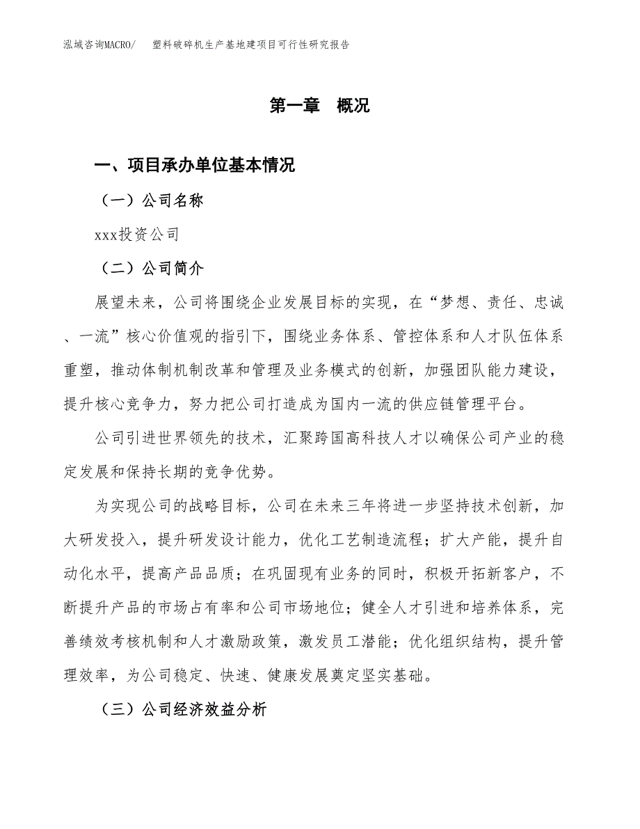 （模板）塑料破碎机生产基地建项目可行性研究报告 (1)_第4页