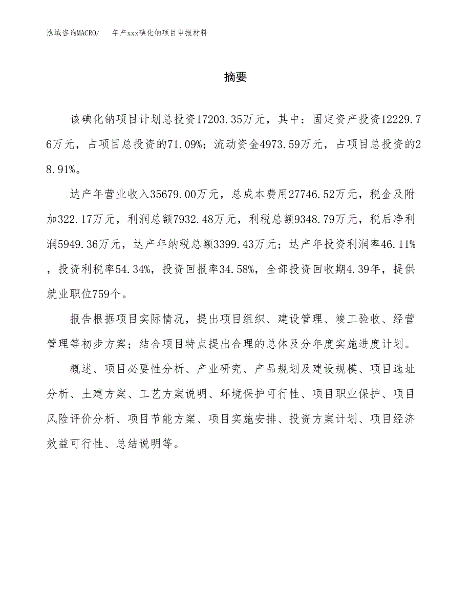 年产xxx碘化钠项目申报材料_第2页