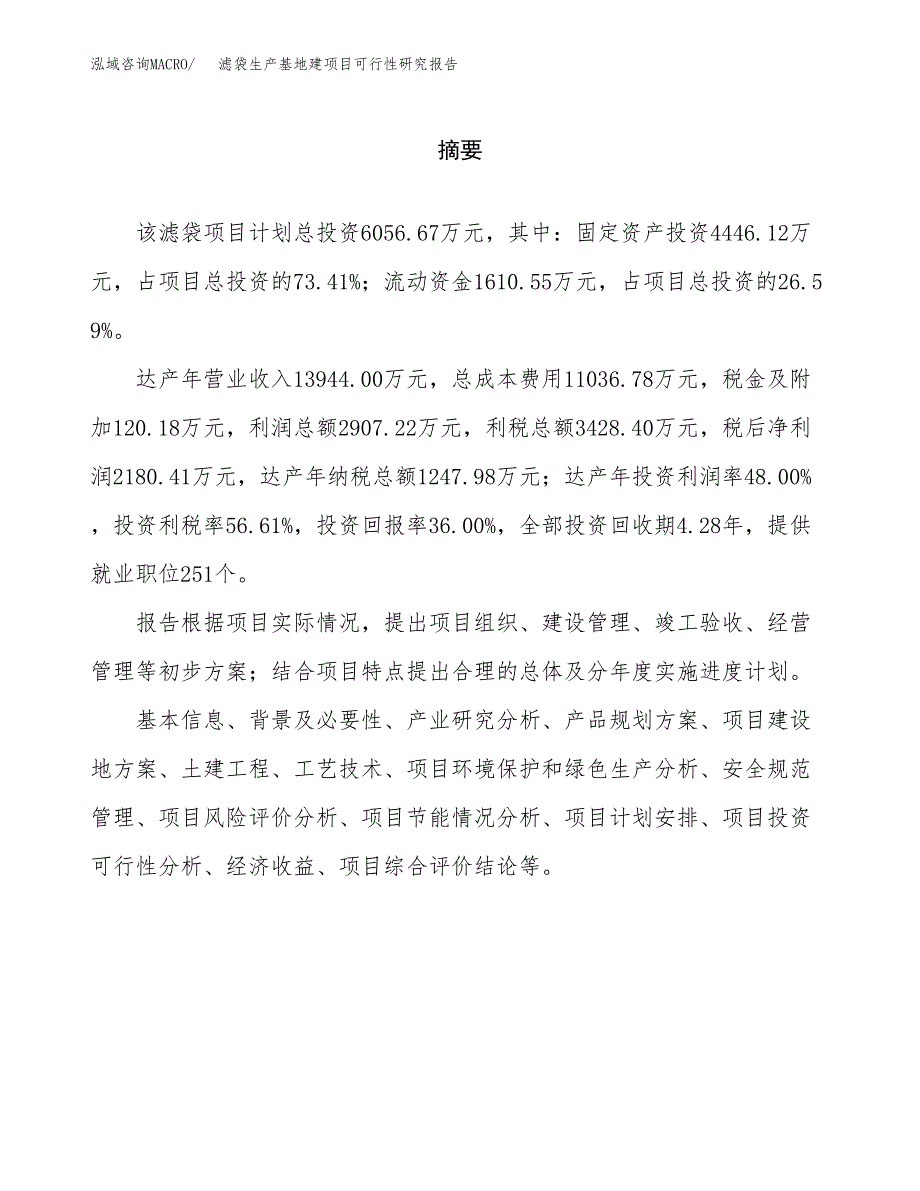 （模板）滤袋生产基地建项目可行性研究报告_第2页