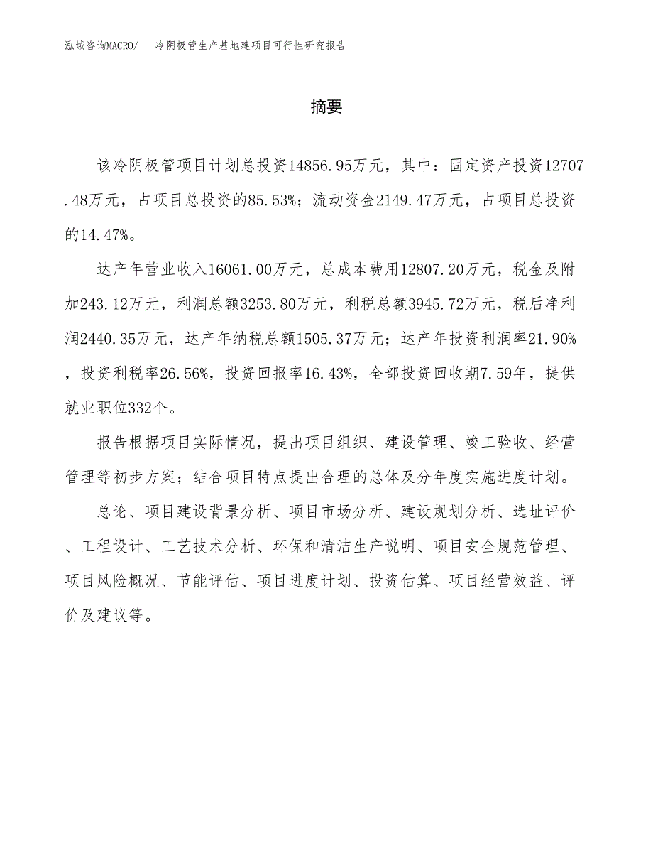 （模板）冷阴极管生产基地建项目可行性研究报告_第2页