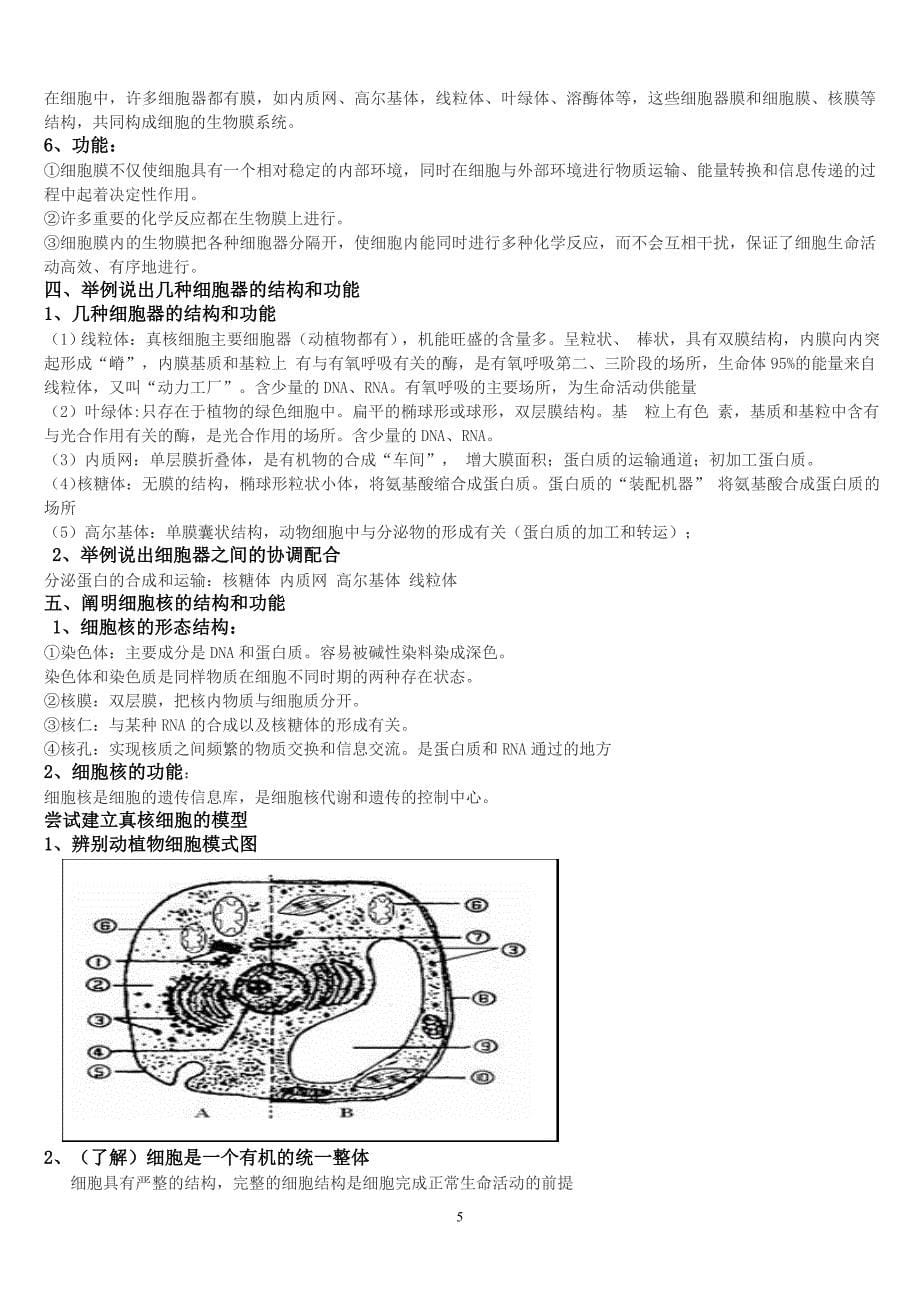 安徽省学业水平测试 生物知识点总结(按考纲)提纲.doc_第5页