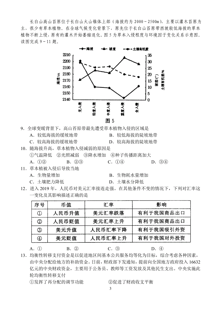 河南郑州2019年高中毕业第三次质量预测—文科综合（无答案）_第3页