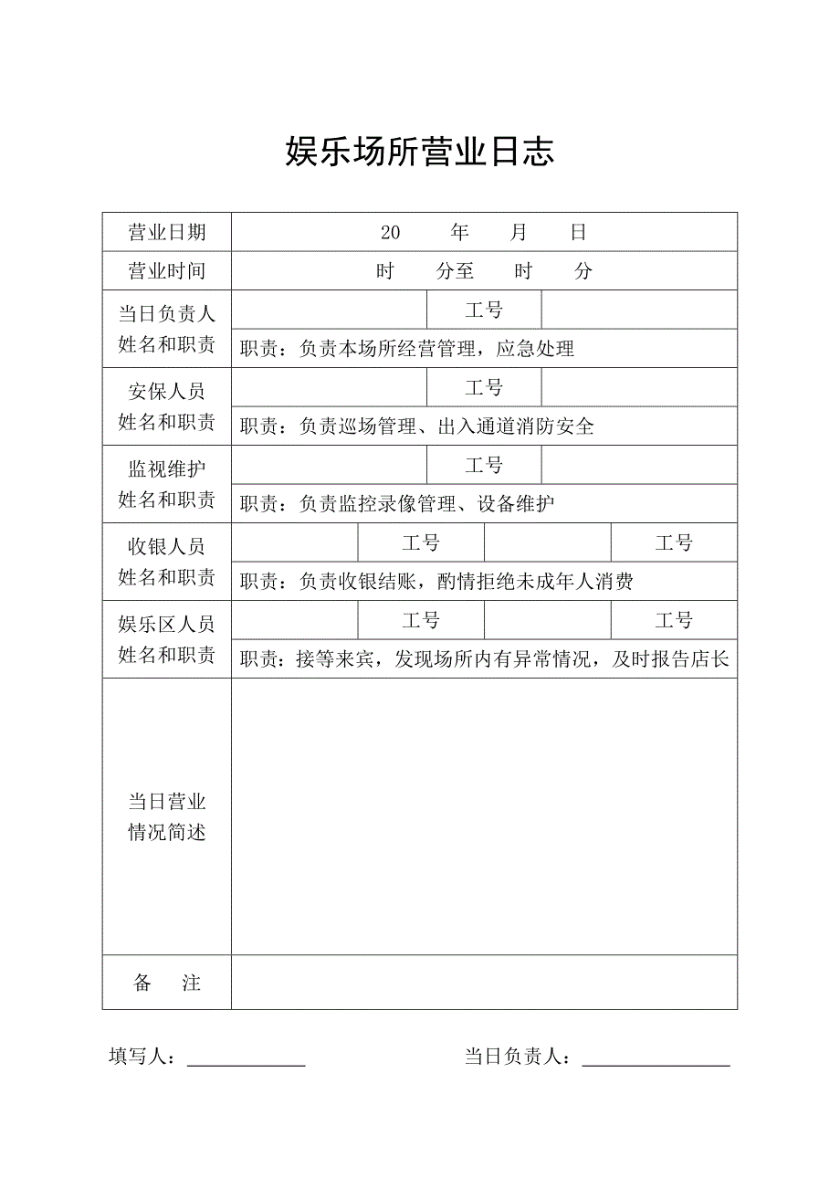 娱乐场所营业日志.doc_第1页