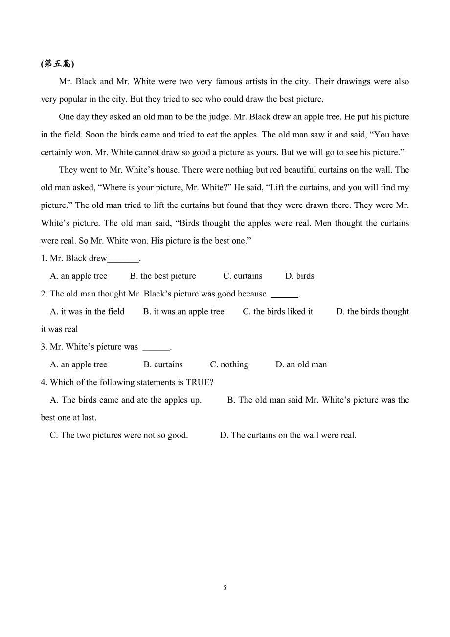 学困生英语趣味阅读理解题二十篇.doc_第5页