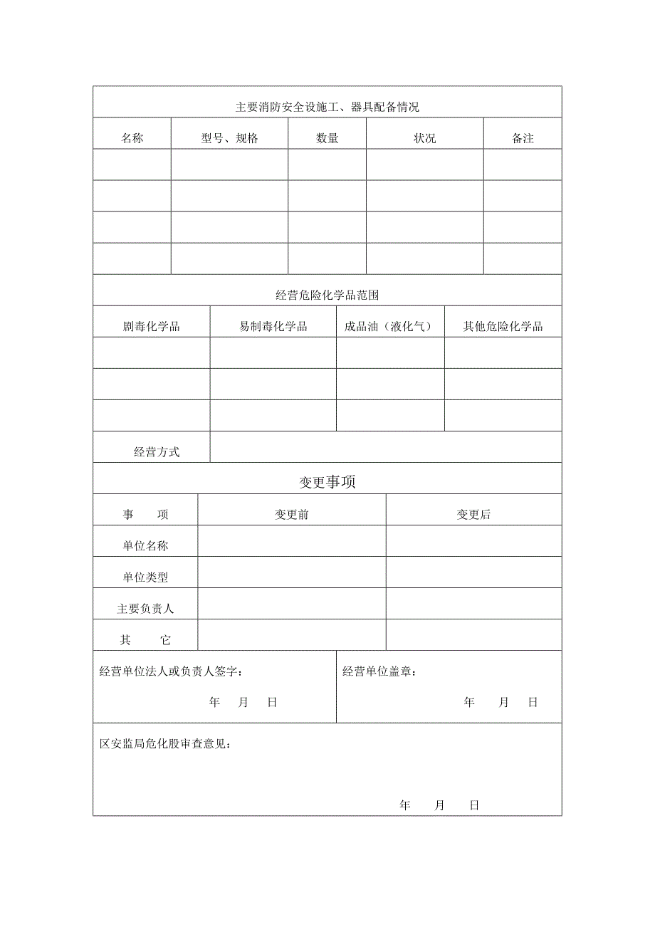 危险化学品经营许可证-变更申请表_第3页