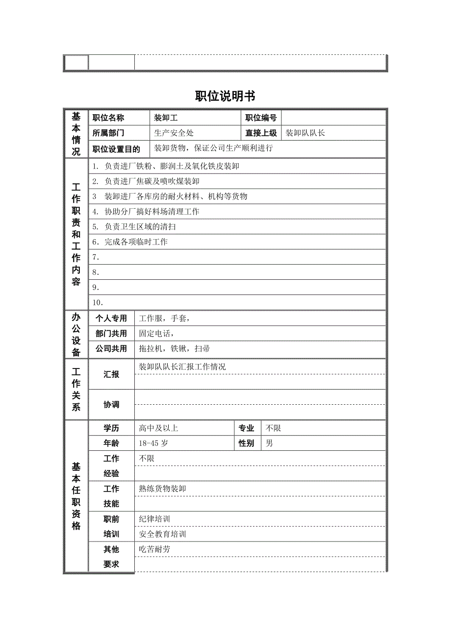 某公司非管理岗位职位说明书_第3页