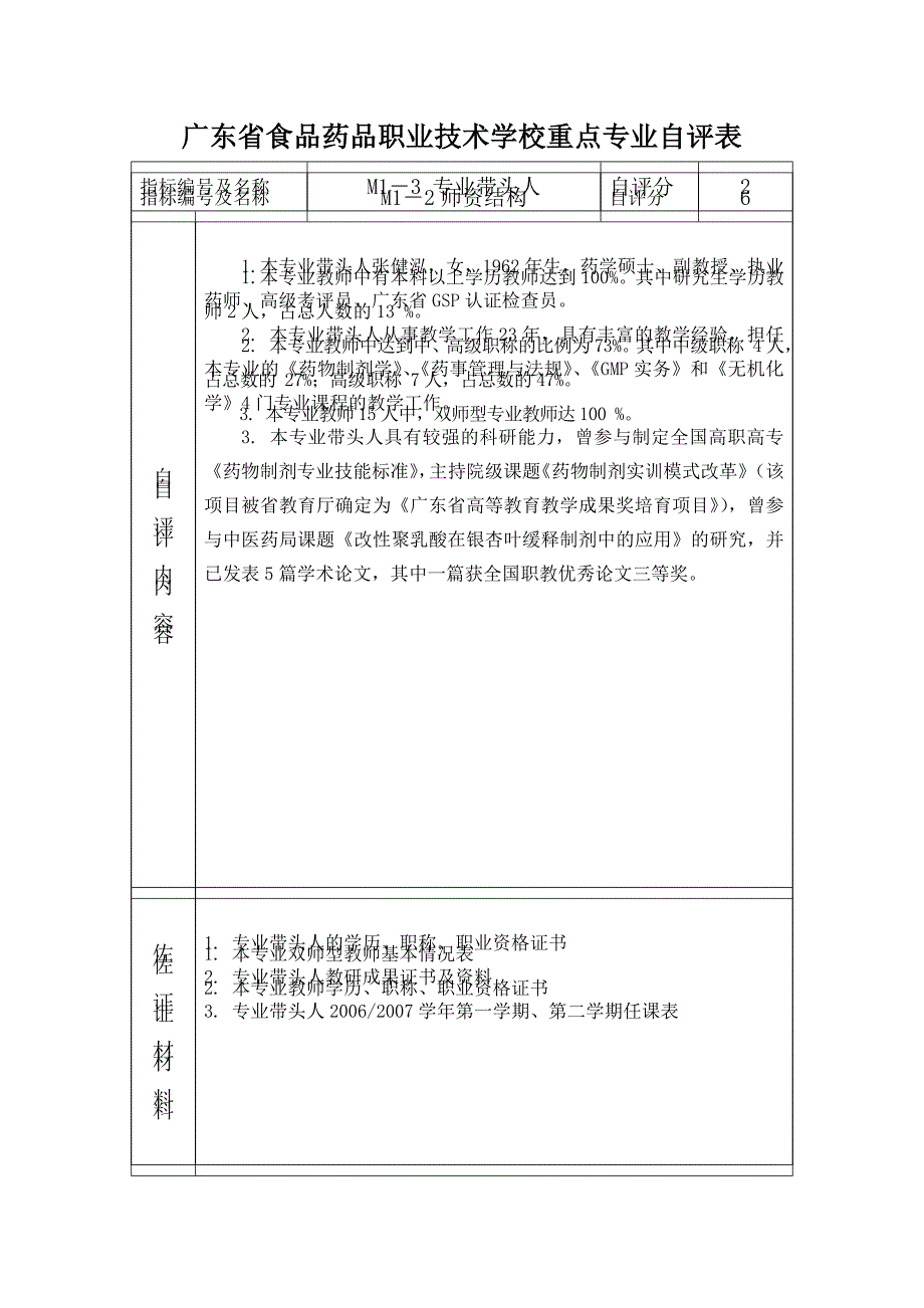 广东省食品药品职业技术学校重点专业自评表药物制剂_第3页