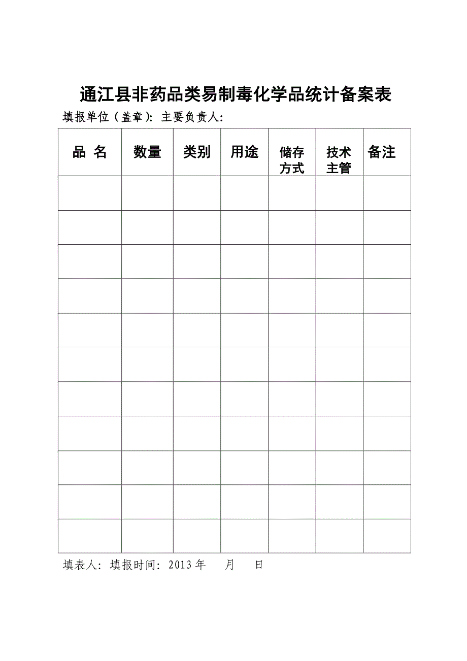 通江县非药品类易制毒化学品统计备案表_第1页