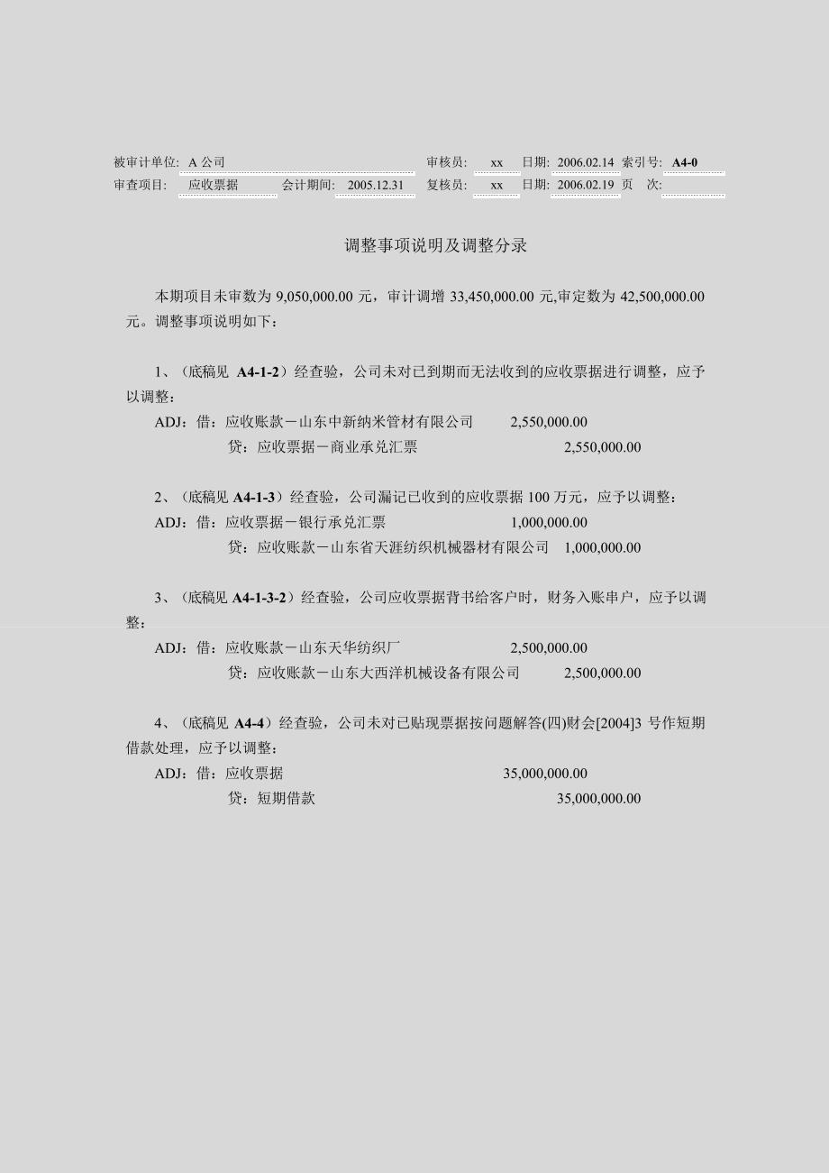 审计工作底稿编制应收票据_第1页