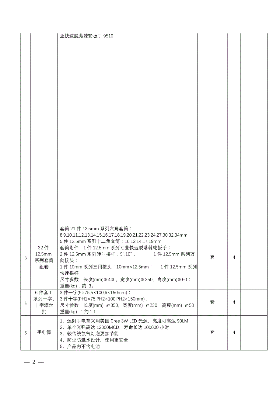 日照市科技学校汽车机电实训中心设备项目技术要求_第2页