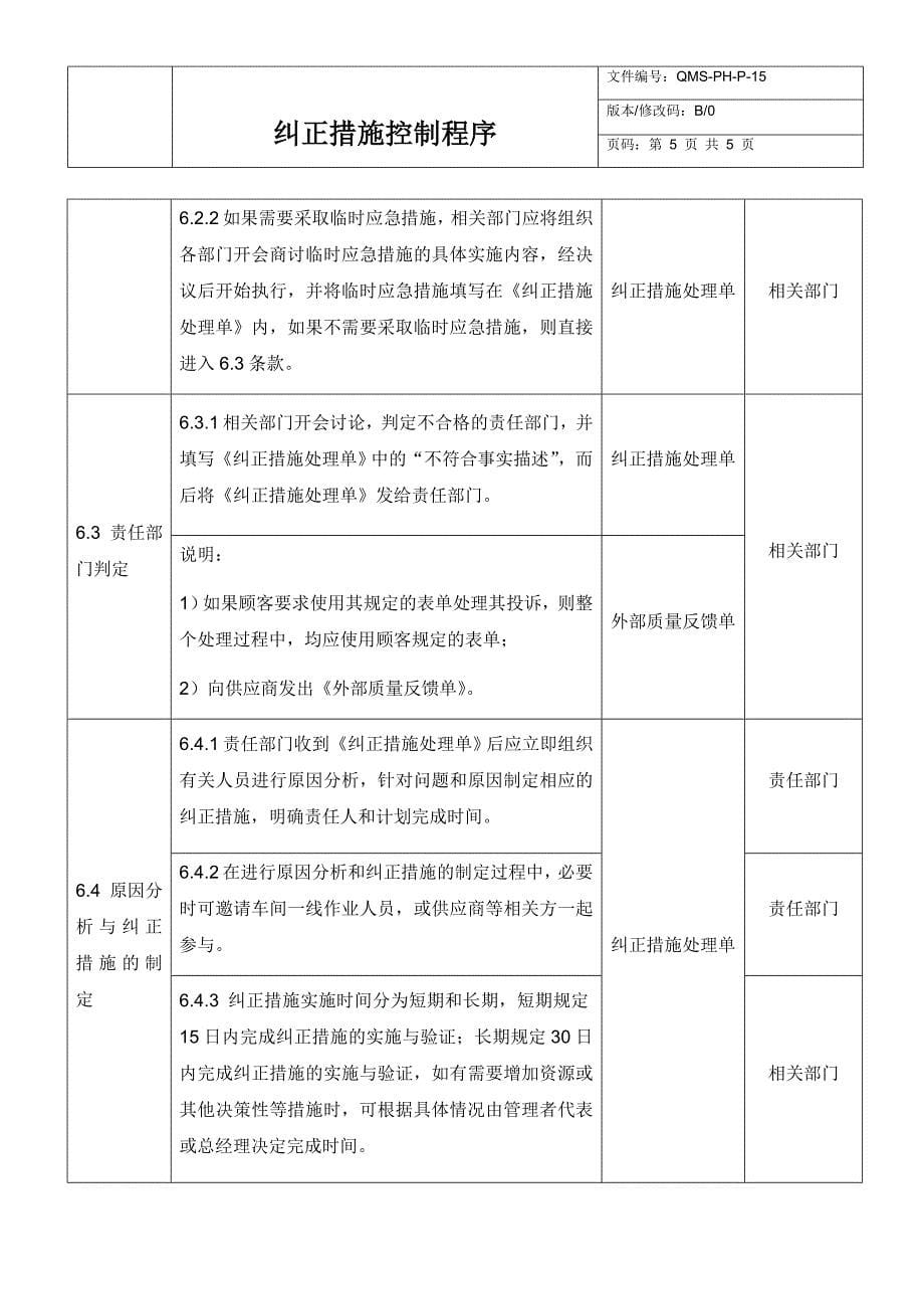 【2018版含风险控制】纠正措施控制程序_第5页