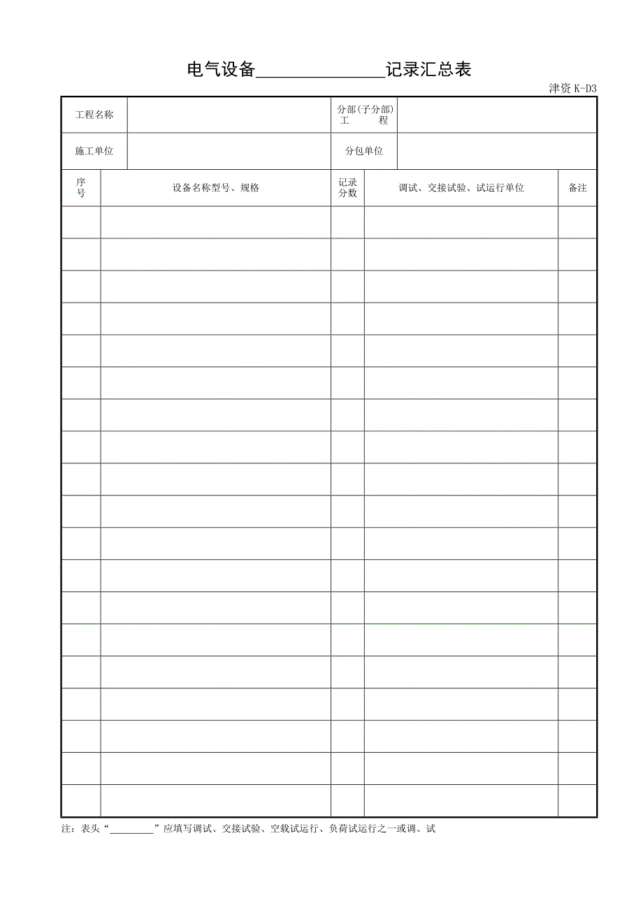 施工控制资料表格电气设备、材料进场验收记录资料_第3页