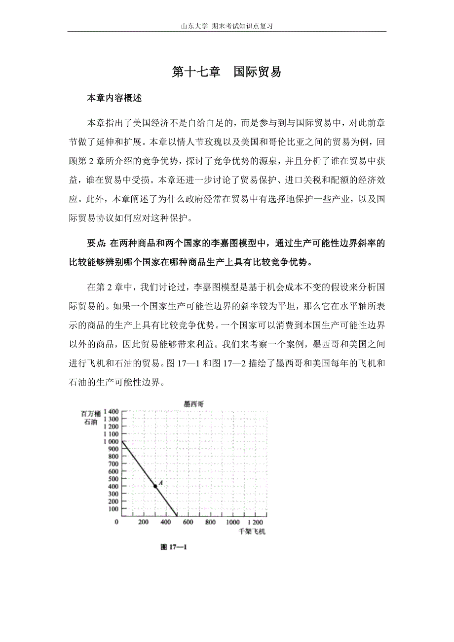 微观经济学(克鲁格曼)[第十七章国际贸易]山东大学期末考试知识点复习_第1页