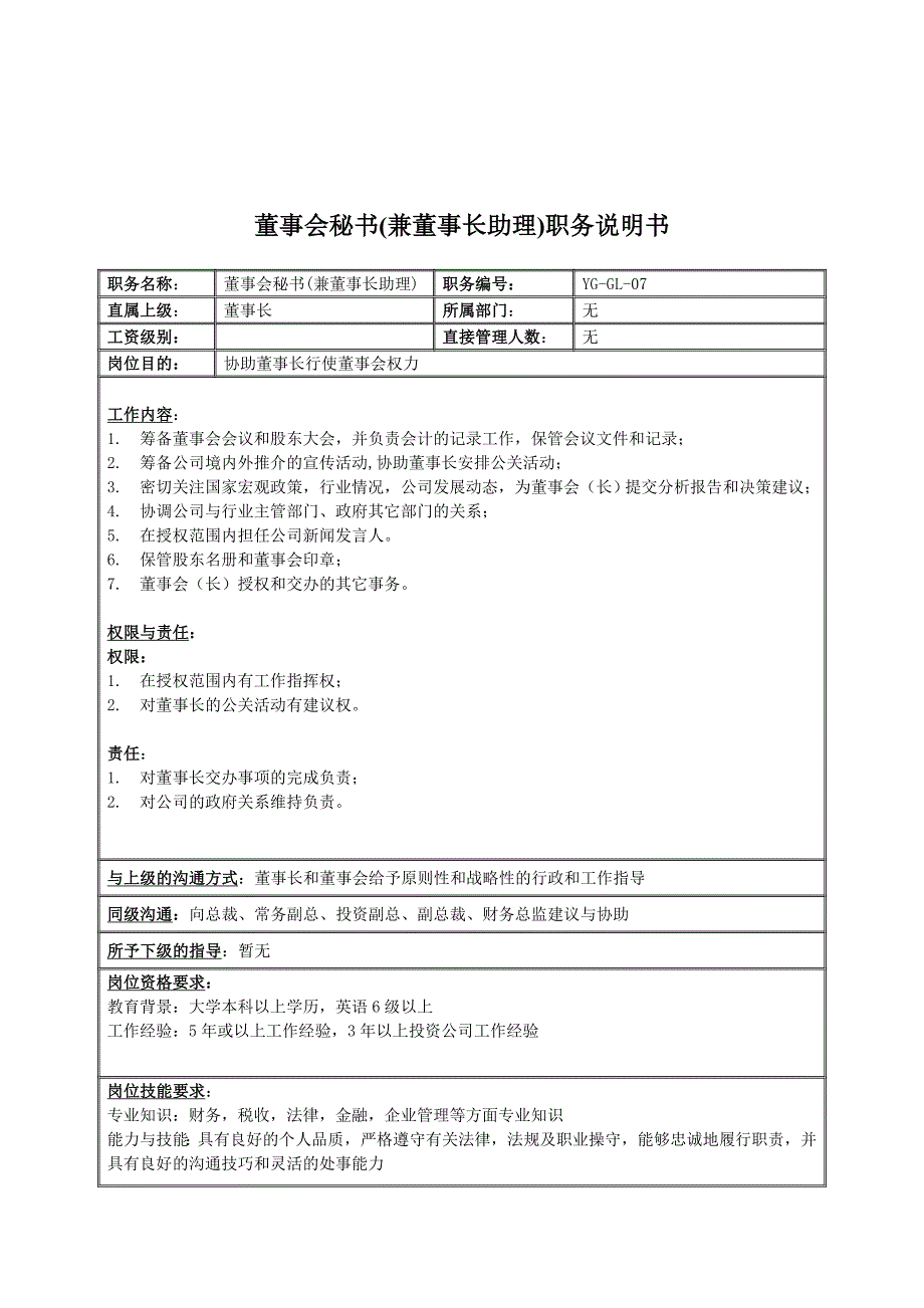 某投资集团董事会秘书岗位职责_第1页