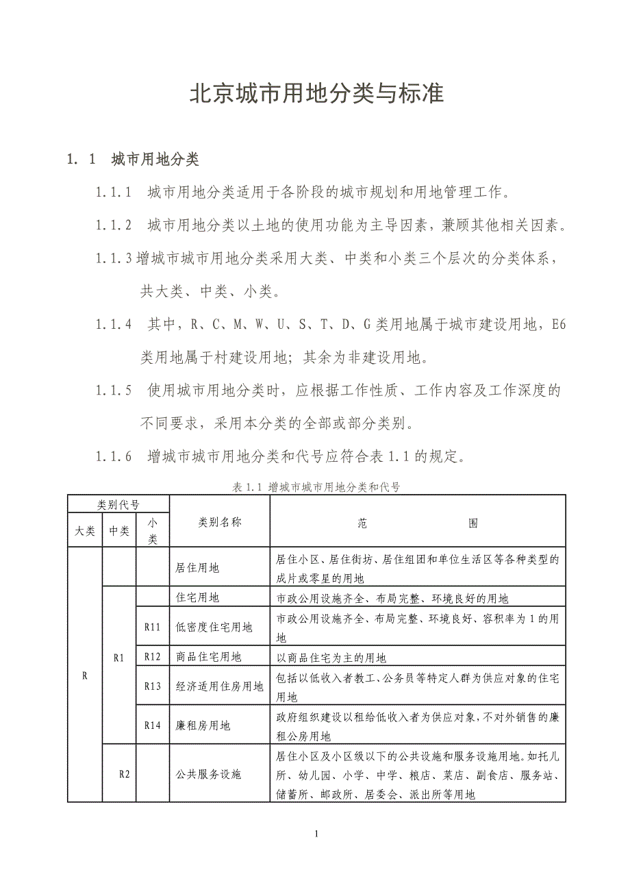 北京用地性质分类与标准汇总_第1页