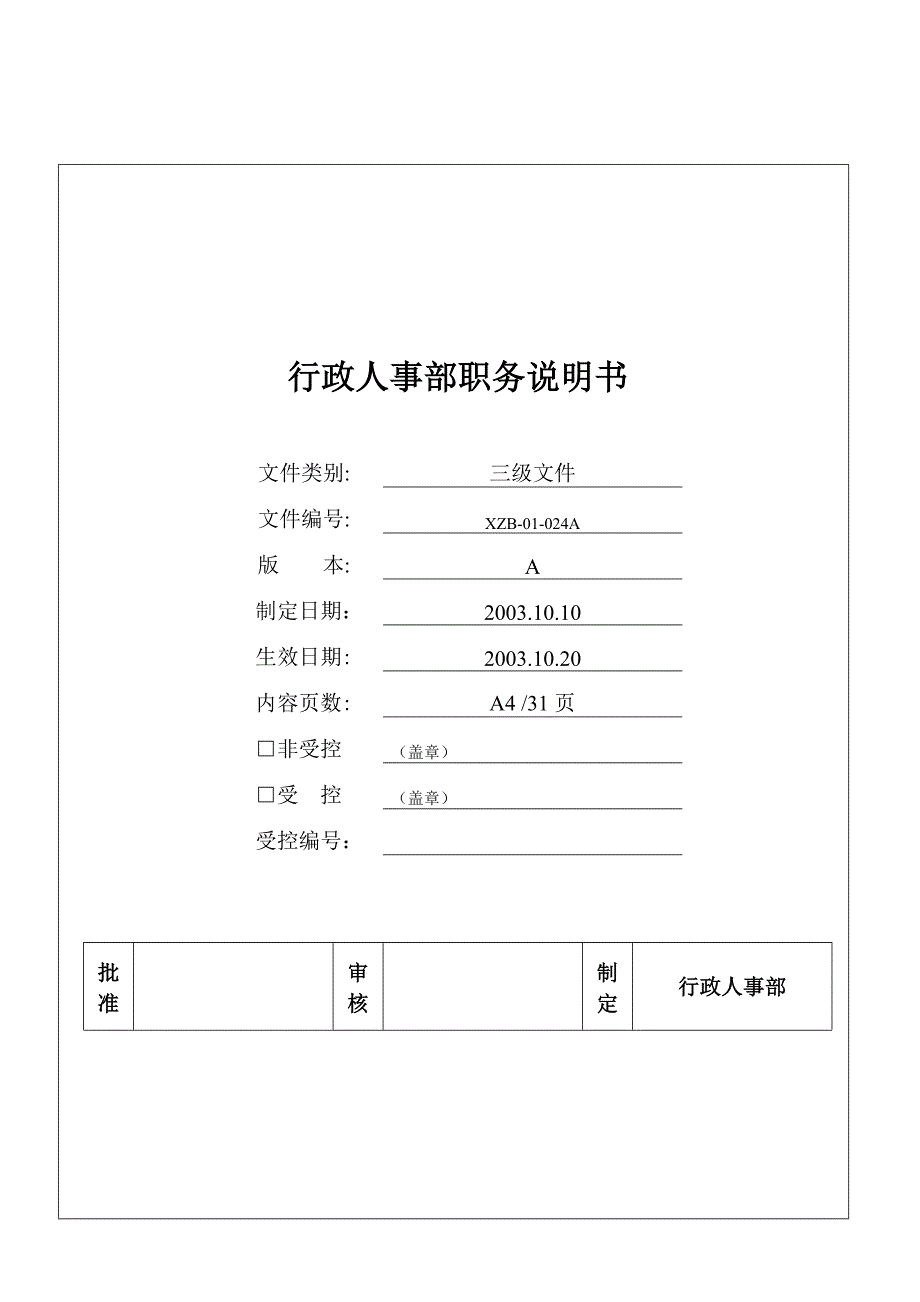 某有限公司职务说明书大全_第1页