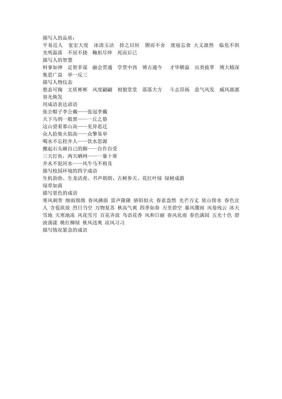 各种成语分类大全_第4页