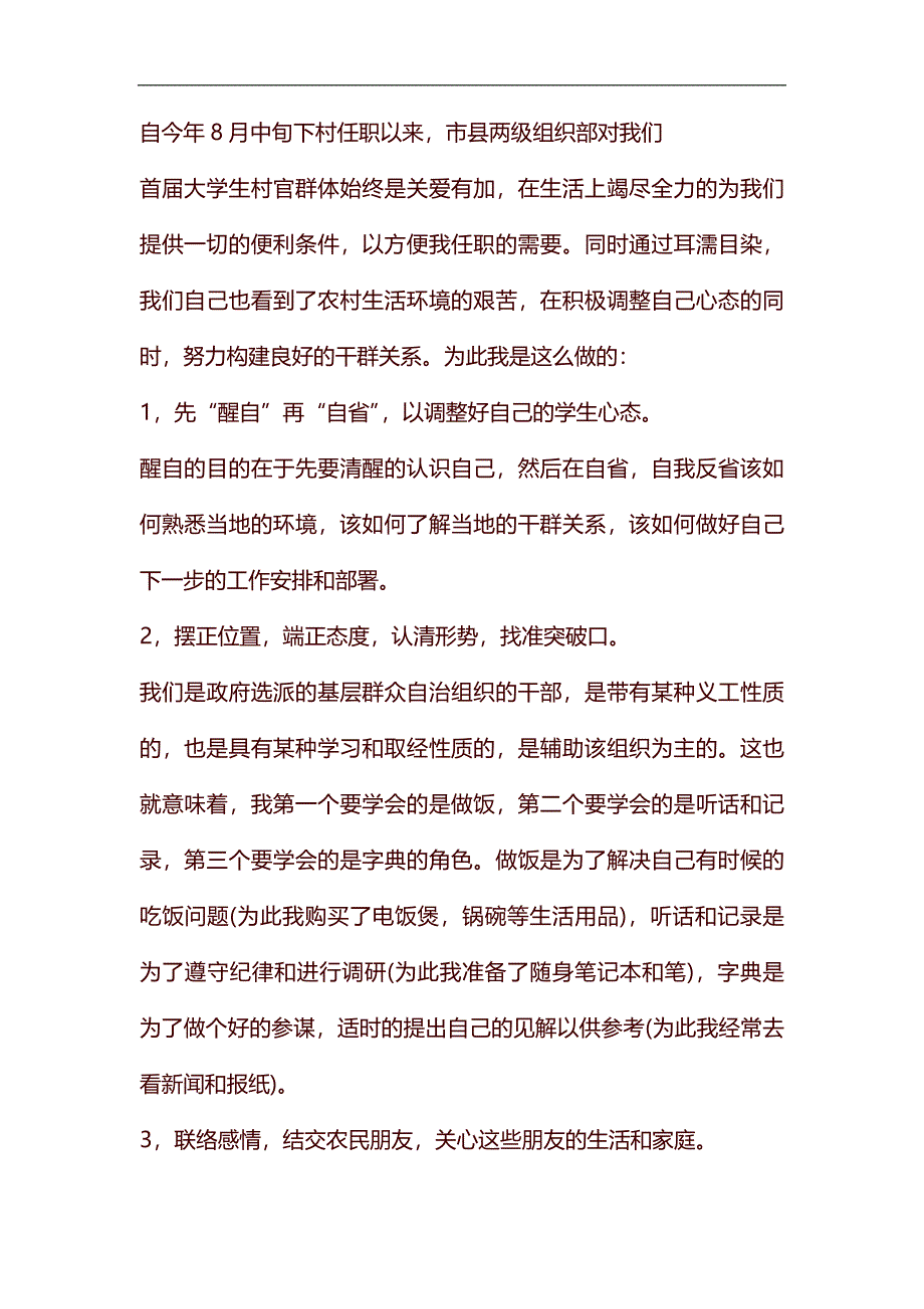 20XX村官个人工作总结范文汇编_第2页