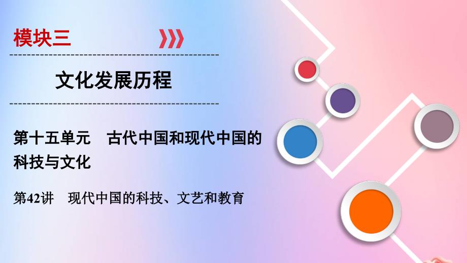 2020年高考历史总复习第十五单元古代中国和现代中国的科技与文化第42讲现代中国的科技文艺和教育课件新人教版_第1页