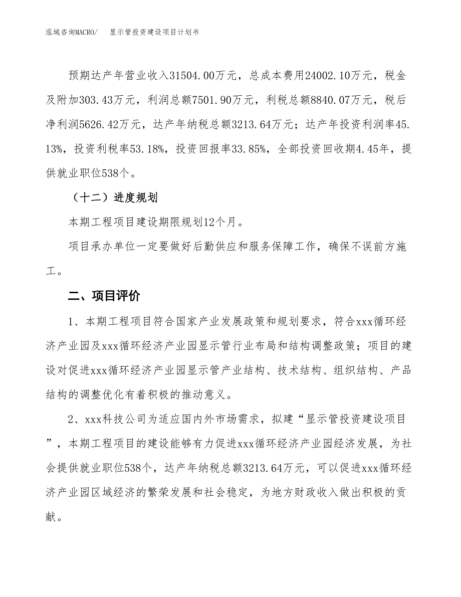 立项显示管投资建设项目计划书_第3页