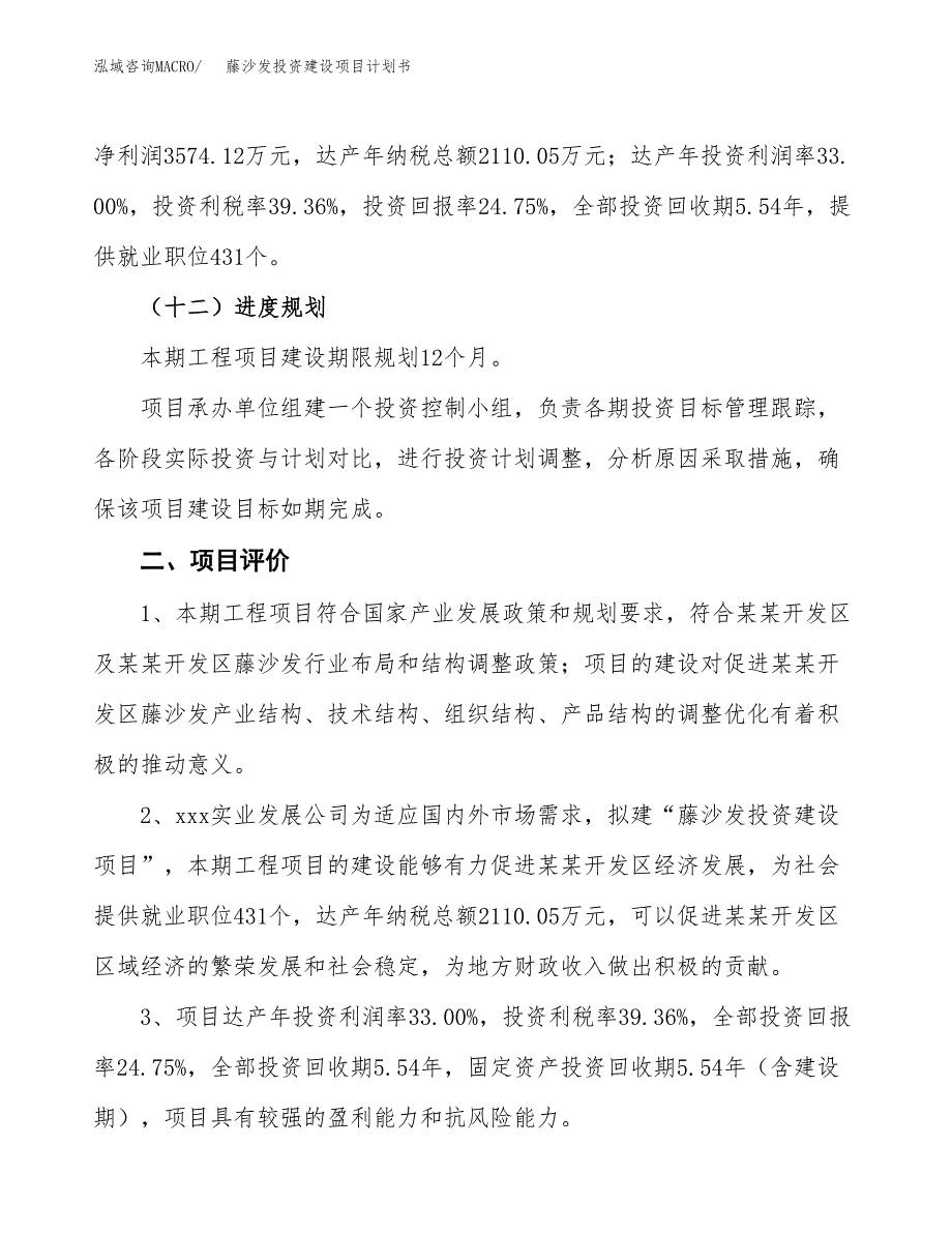 立项藤沙发投资建设项目计划书_第3页