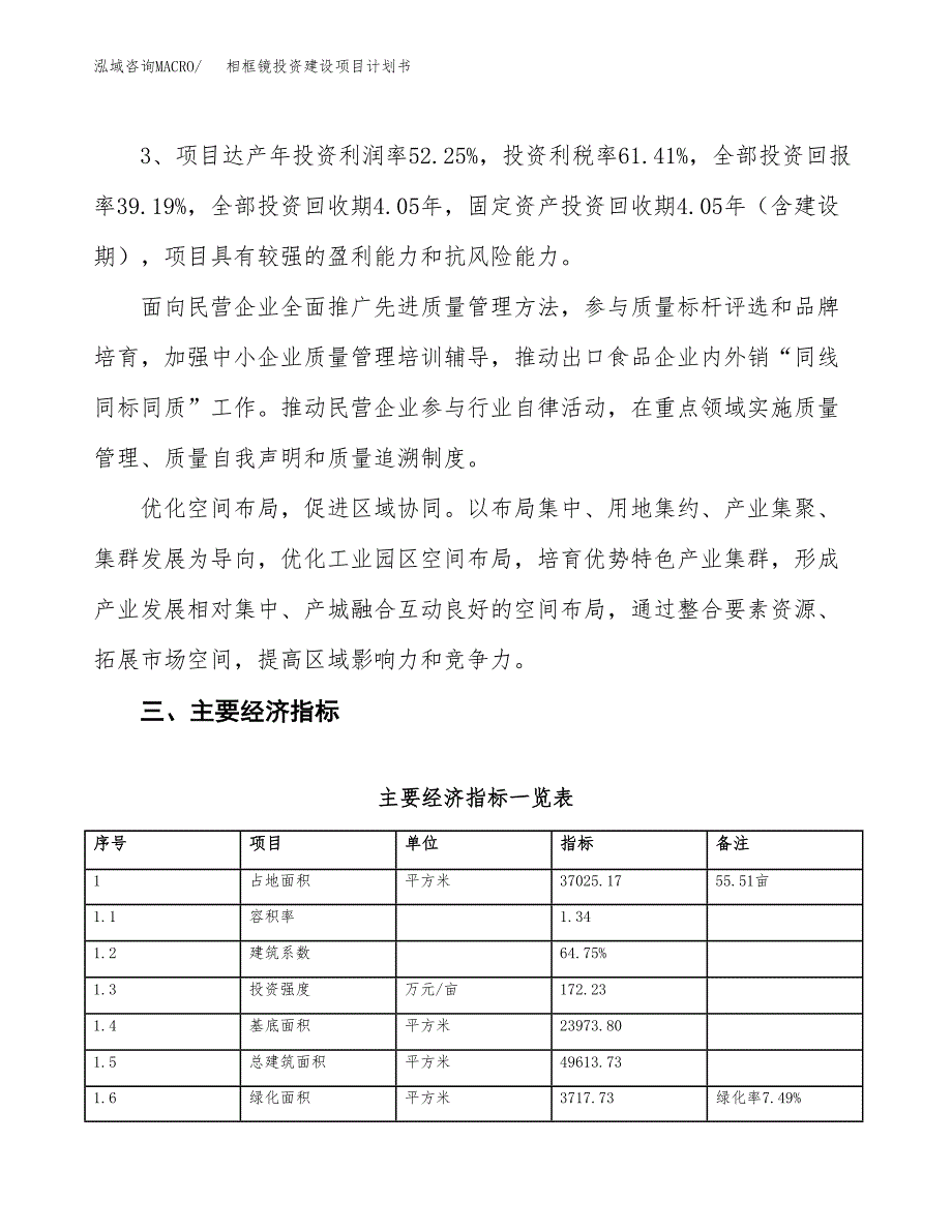 立项相框镜投资建设项目计划书_第4页