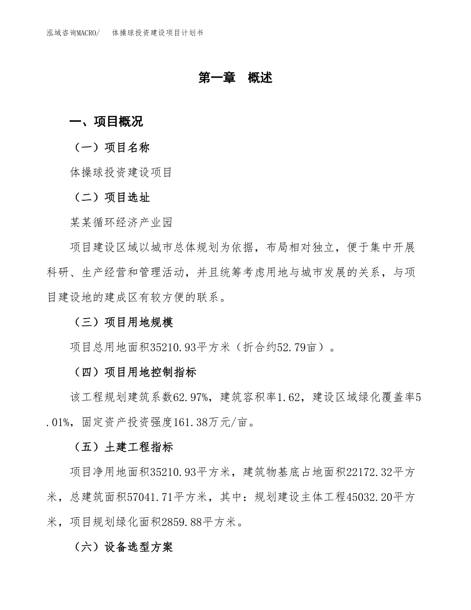 立项体操球投资建设项目计划书_第1页