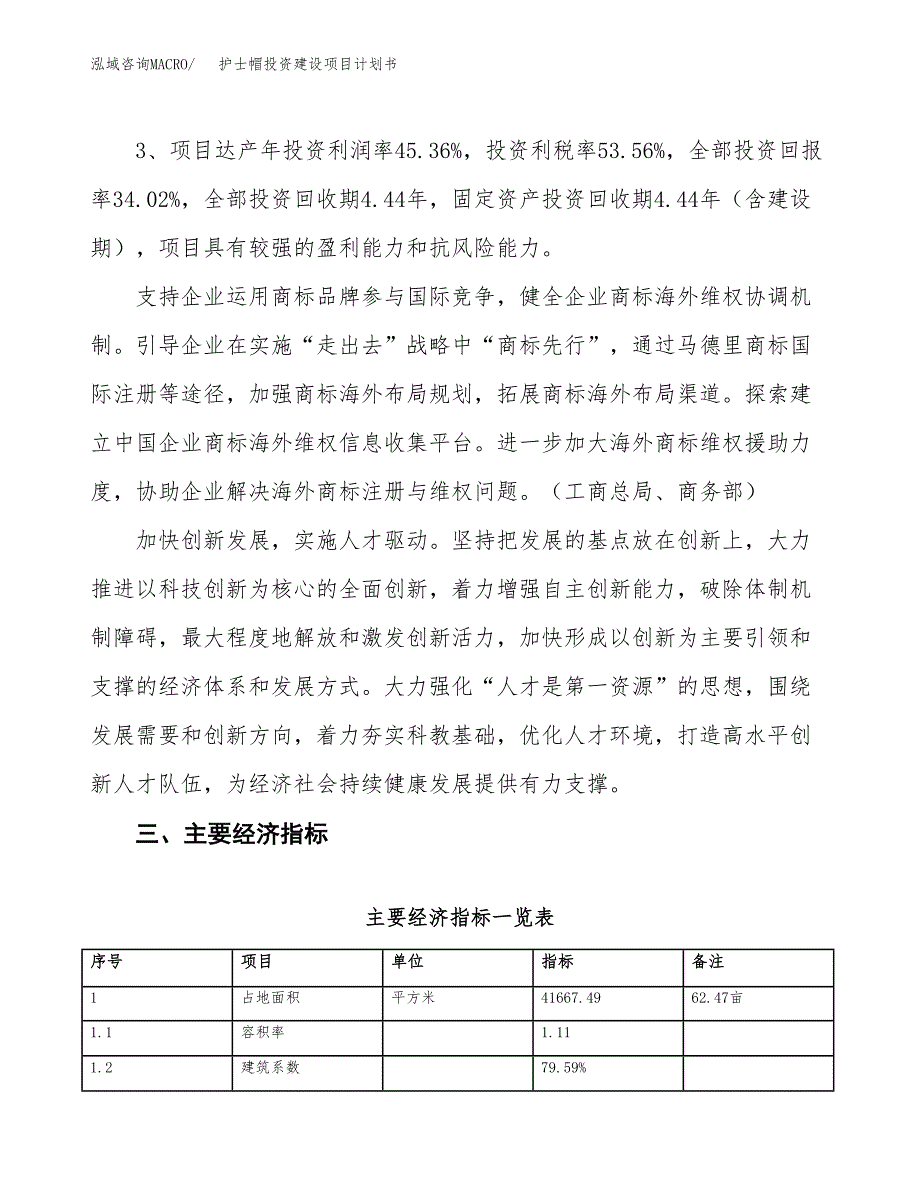 立项护士帽投资建设项目计划书_第4页