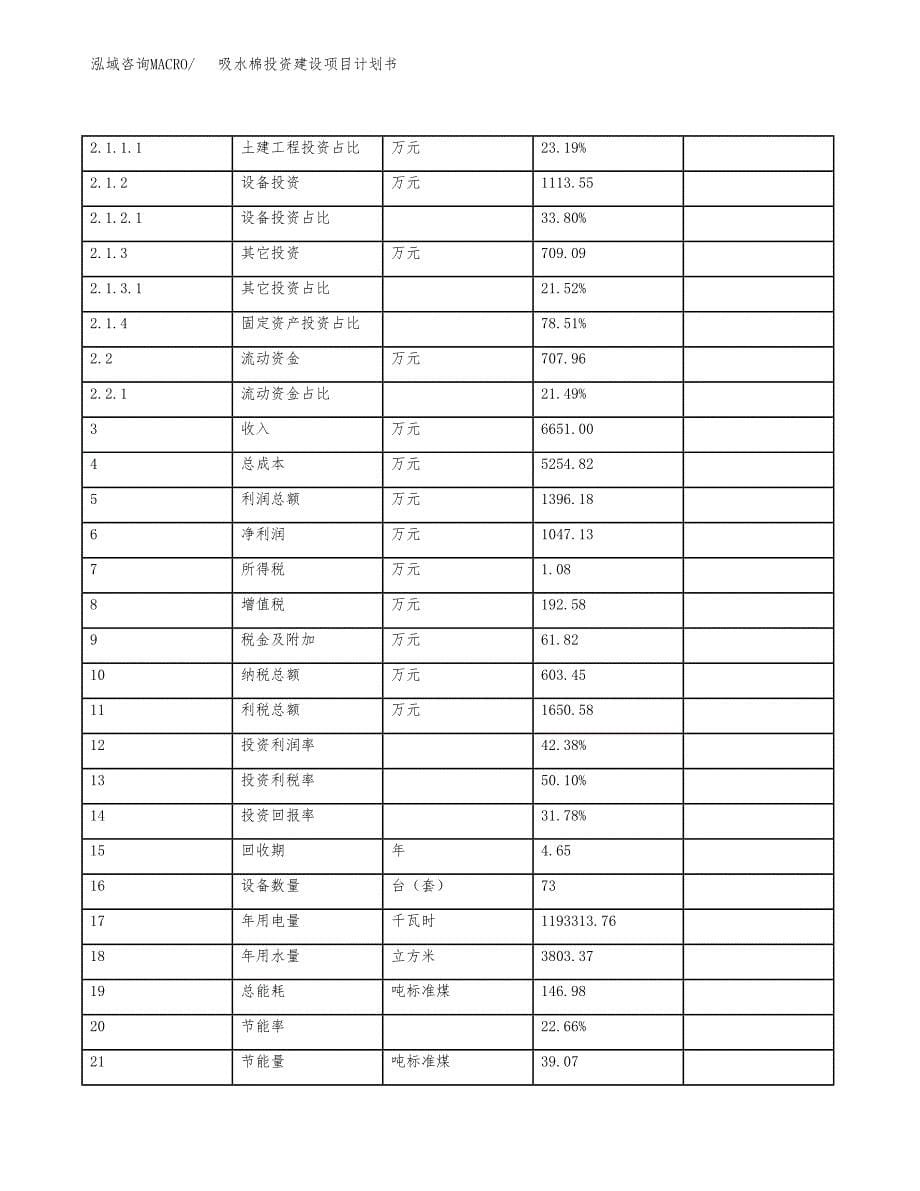 立项吸水棉投资建设项目计划书_第5页