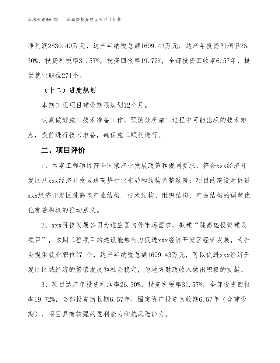 立项跳高垫投资建设项目计划书_第3页