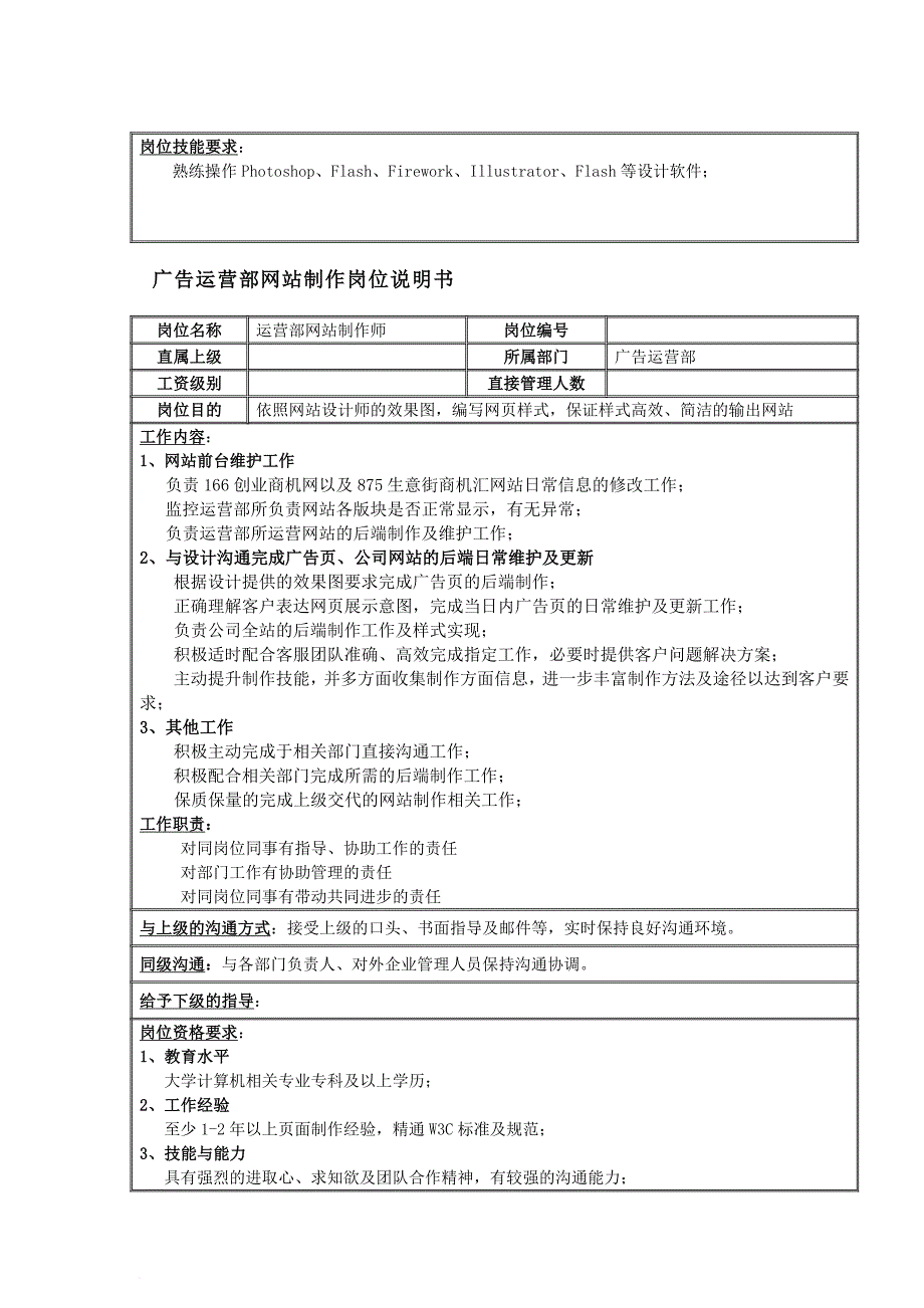 广告运营部岗位说明书0330_第2页