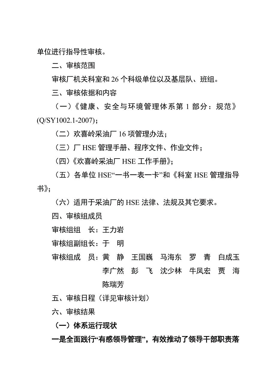 hse管理体系年度专项审核报告_第2页