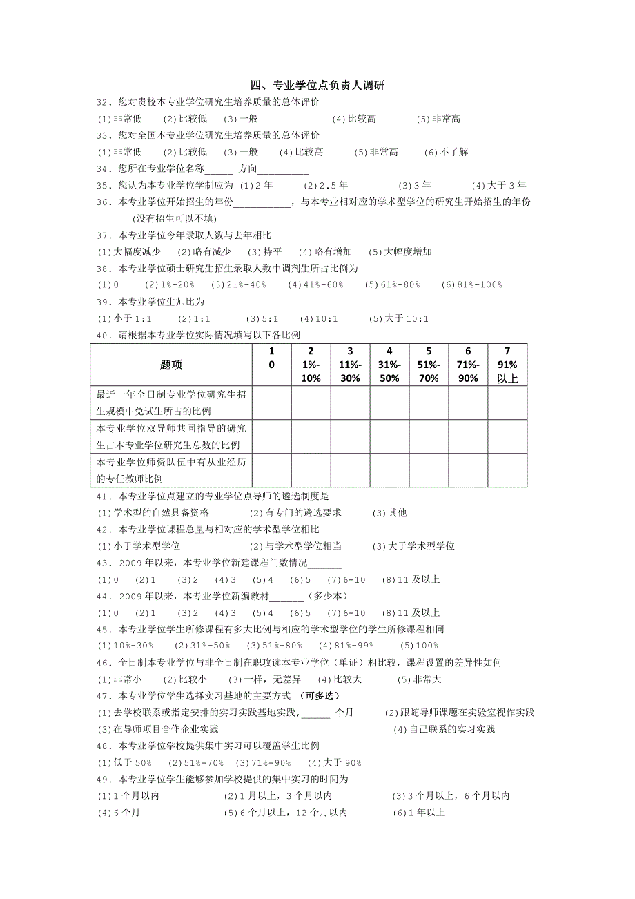 专业学位硕士研究生培养模式调研(学校管理人员和专业学位点负责人).精讲_第4页