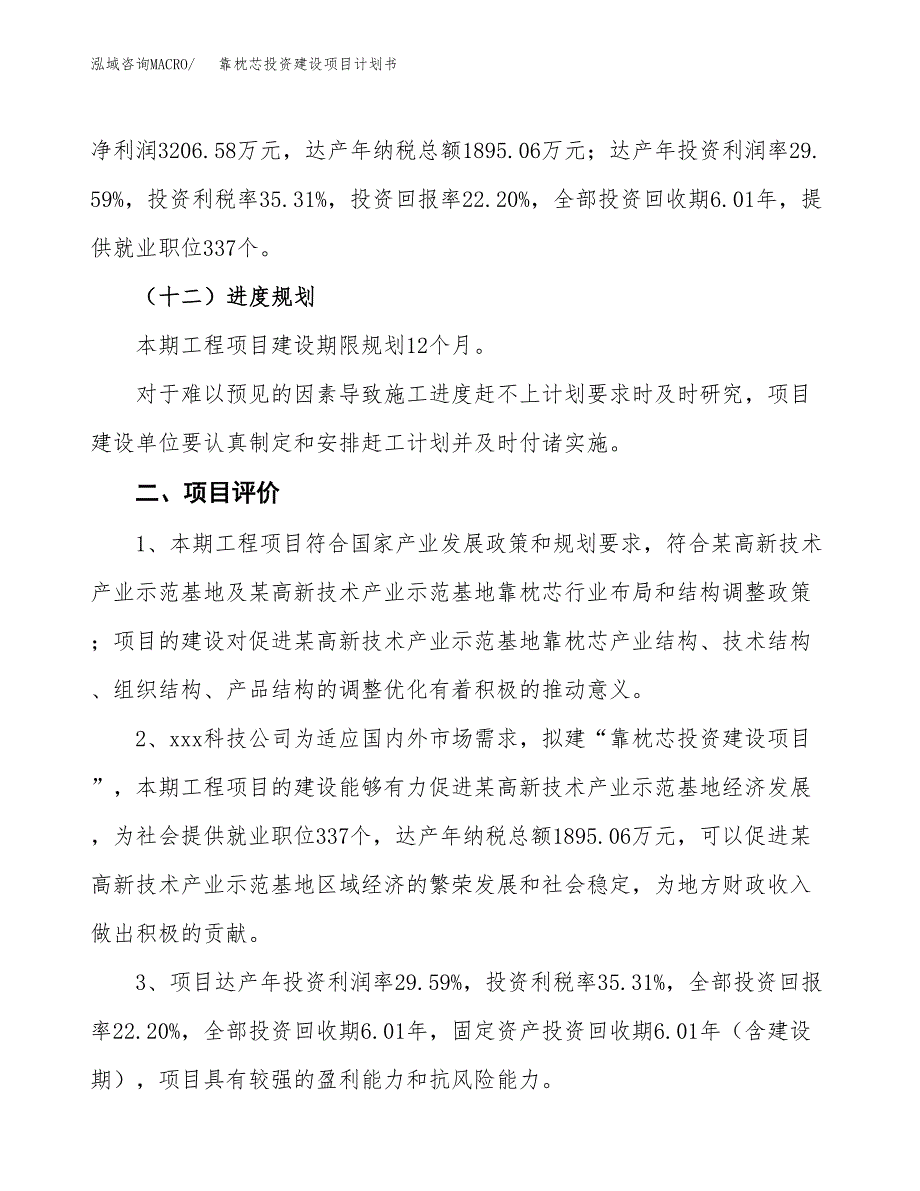 立项靠枕芯投资建设项目计划书_第3页