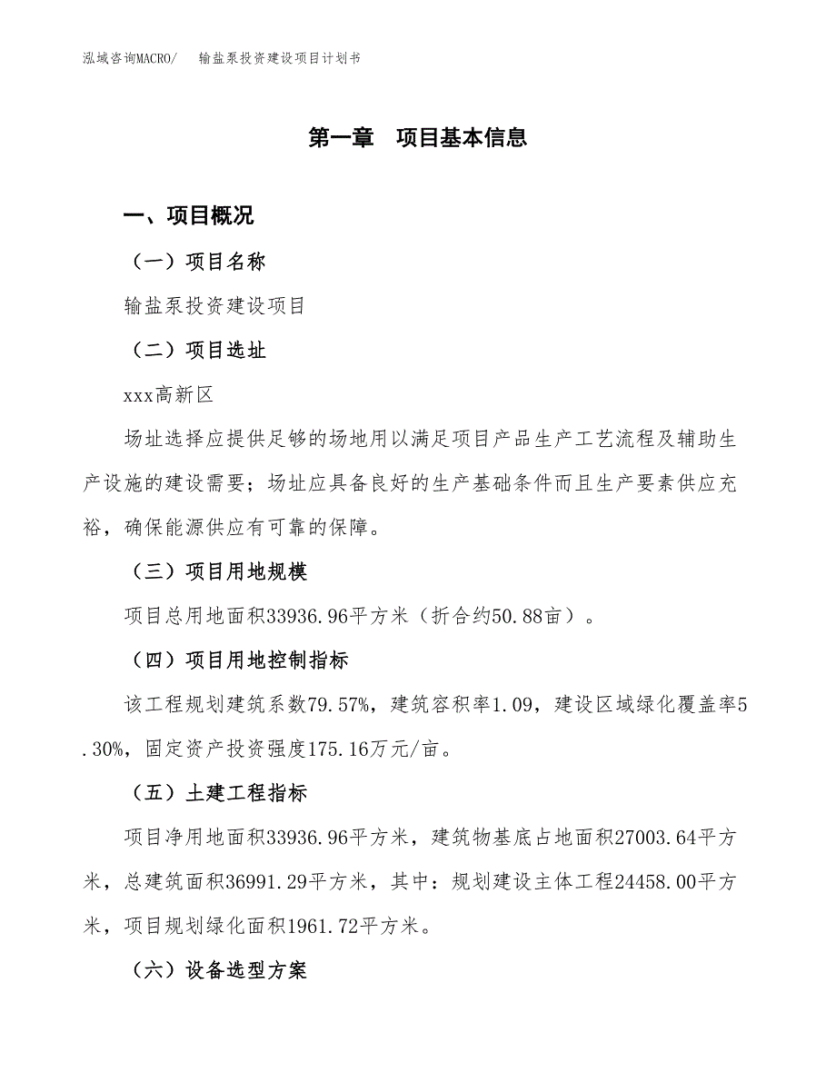 立项输盐泵投资建设项目计划书_第1页